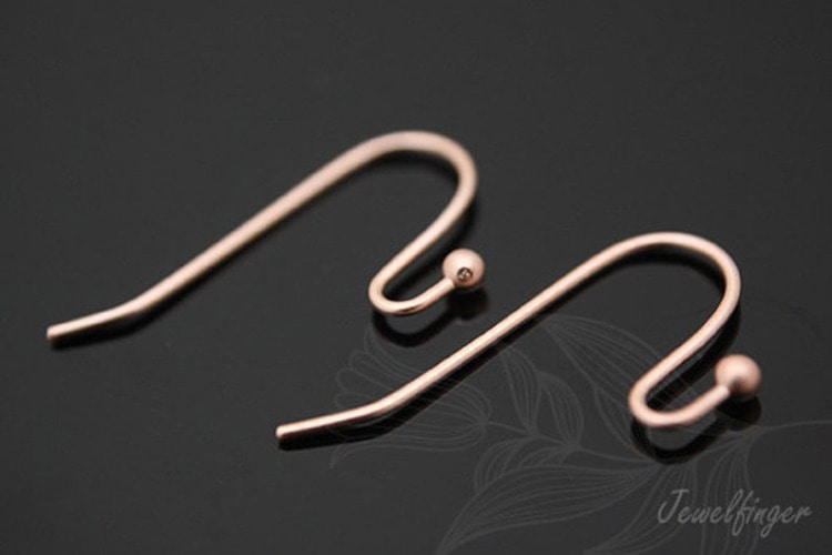 B511-Matt Pink Gold Plated (10pairs)-2mm Ball Earwires-French Hook Ear Wire-French wire hook, [PRODUCT_SEARCH_KEYWORD], JEWELFINGER-INBEAD, [CURRENT_CATE_NAME]