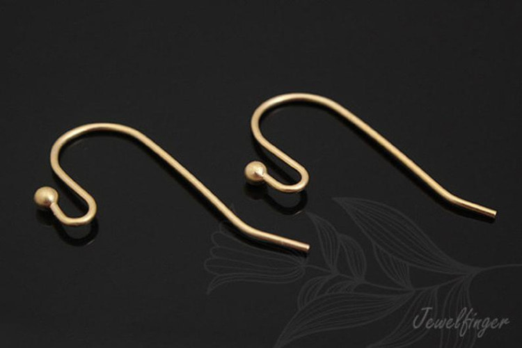 B633-Matt Gold Plated (10pairs)-2mm Ball Earwires-French Hook Ear Wire-French wire hook, [PRODUCT_SEARCH_KEYWORD], JEWELFINGER-INBEAD, [CURRENT_CATE_NAME]