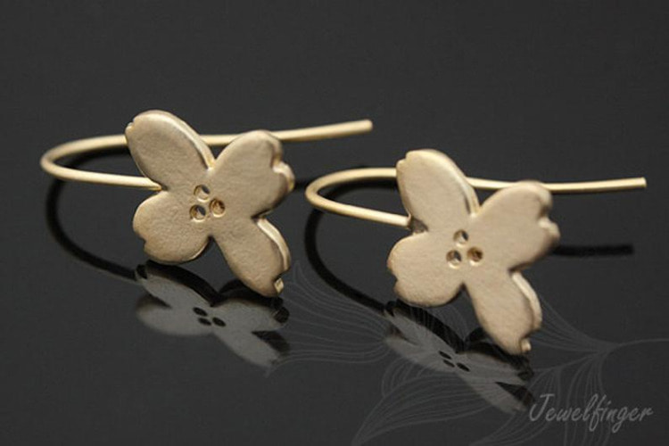 C759-Matt Gold Plated (1pairs)-Flower Earring Hooks, [PRODUCT_SEARCH_KEYWORD], JEWELFINGER-INBEAD, [CURRENT_CATE_NAME]