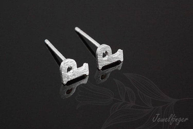 [W] K1250-Rhodium Plated (10pairs)-Sand Grinding Treatment-Initial P-Initial Earrings-Silver Post, [PRODUCT_SEARCH_KEYWORD], JEWELFINGER-INBEAD, [CURRENT_CATE_NAME]