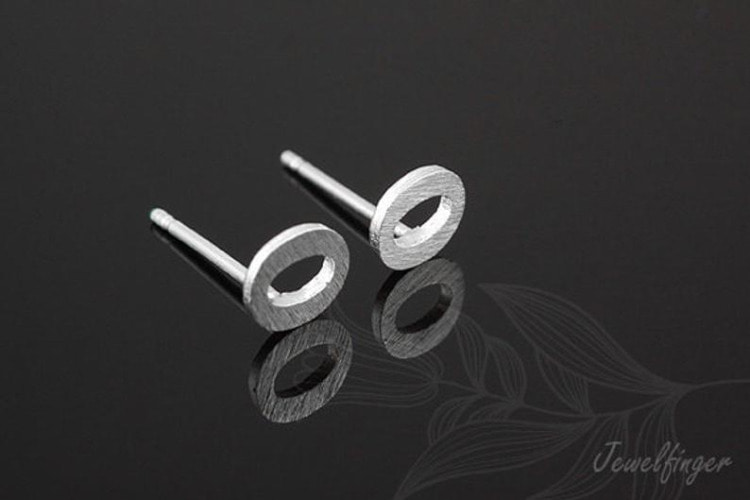 K1249-Rhodium Plated (1pairs)-Sand Grinding Treatment-Initial O-Initial Earrings-Silver Post, [PRODUCT_SEARCH_KEYWORD], JEWELFINGER-INBEAD, [CURRENT_CATE_NAME]
