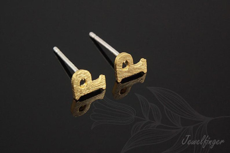 [W] K1224-Gold Plated (10pairs)-Sand Grinding Treatment-Initial P-Initial Earrings-Silver Post, [PRODUCT_SEARCH_KEYWORD], JEWELFINGER-INBEAD, [CURRENT_CATE_NAME]