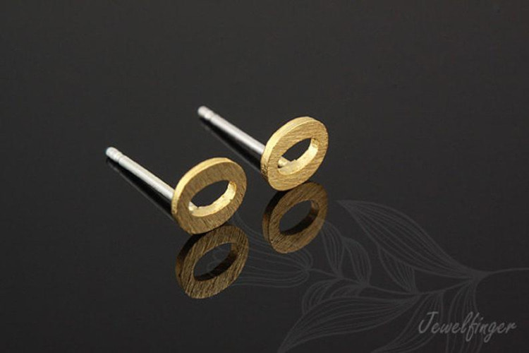 [W] K1223-Gold Plated (10pairs)-Sand Grinding Treatment-Initial O-Initial Earrings-Silver Post, [PRODUCT_SEARCH_KEYWORD], JEWELFINGER-INBEAD, [CURRENT_CATE_NAME]