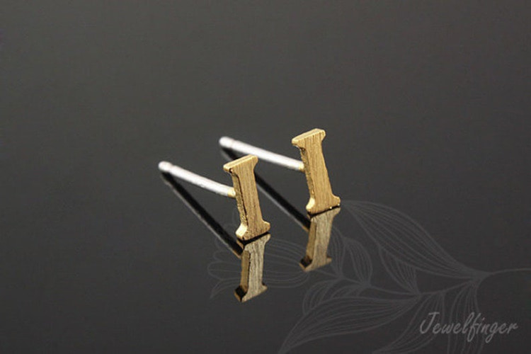 [W] K1217-Gold Plated (10pairs)-Sand Grinding Treatment-Initial I-Initial Earrings-Silver Post, [PRODUCT_SEARCH_KEYWORD], JEWELFINGER-INBEAD, [CURRENT_CATE_NAME]
