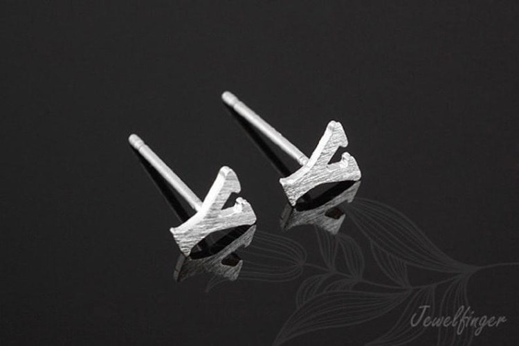 [W] K1259-Rhodium Plated (10pairs)-Sand Grinding Treatment-Initial Y-Initial Earrings-Silver Post, [PRODUCT_SEARCH_KEYWORD], JEWELFINGER-INBEAD, [CURRENT_CATE_NAME]
