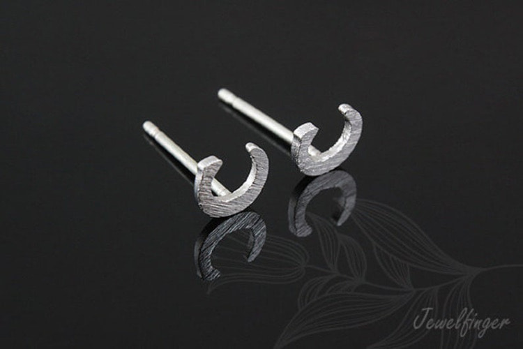 [W] K1237-Rhodium Plated (10pairs)-Sand Grinding Treatment-Initial C-Initial Earrings-Silver Post, [PRODUCT_SEARCH_KEYWORD], JEWELFINGER-INBEAD, [CURRENT_CATE_NAME]
