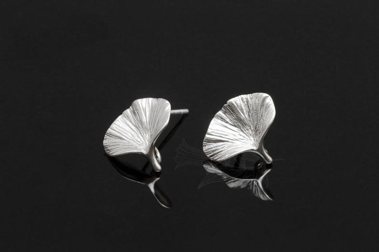 [W] M1804-Matt Rhodium Plated (10pairs)-Ginkgo Leaf Earrings-Ginkgo Biloba Earrings-Tiny Leaf Stud Earrings-Silver Post, [PRODUCT_SEARCH_KEYWORD], JEWELFINGER-INBEAD, [CURRENT_CATE_NAME]