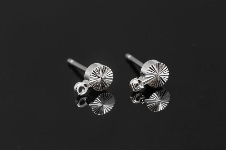 [W] S599-Ternary Alloy Plated (20pairs)-4mm Cutting Coin Stud Earrings-Tiny Coin Ear Post-Ni Free Post, [PRODUCT_SEARCH_KEYWORD], JEWELFINGER-INBEAD, [CURRENT_CATE_NAME]