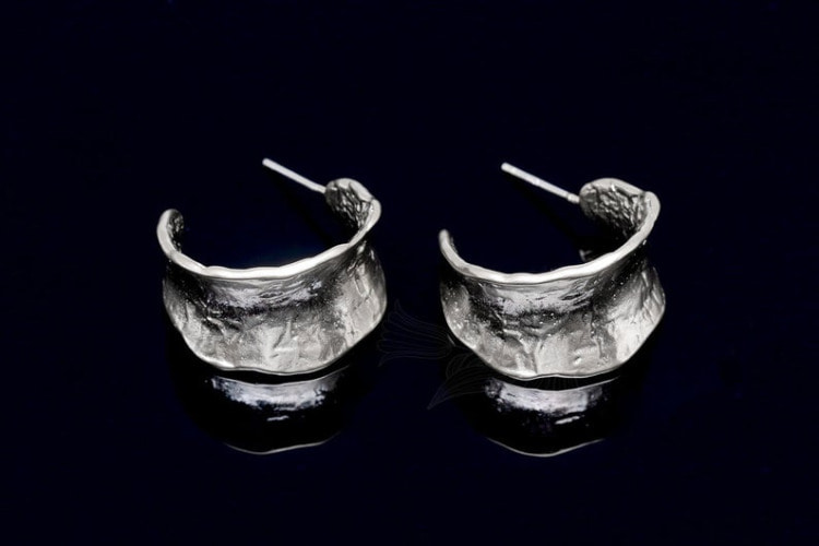 [W] M1923-Matt Rhodium Plated (10pairs)-Hammered Leaf Stud Earrings-Hammered Earrings-Silver Post, [PRODUCT_SEARCH_KEYWORD], JEWELFINGER-INBEAD, [CURRENT_CATE_NAME]