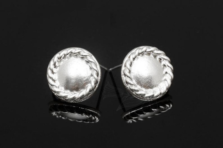 [W] M1808-Matt Rhodium Plated (10pairs)-Rope Round Earrings-Wire Stud Earrings-Tiny Stud Earrings-Silver Post, [PRODUCT_SEARCH_KEYWORD], JEWELFINGER-INBEAD, [CURRENT_CATE_NAME]