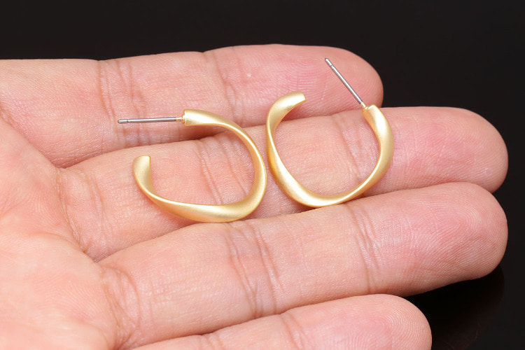 [W] B043-Matt Gold Plated (10pairs)-22mm Half Circle Earrings-Ni Free Post, [PRODUCT_SEARCH_KEYWORD], JEWELFINGER-INBEAD, [CURRENT_CATE_NAME]