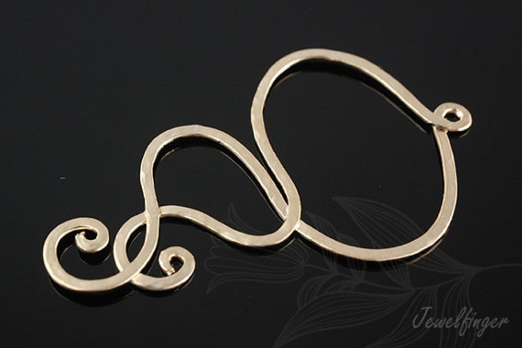 B387-2pcs-Matt gold plated Hammered wire pendant, [PRODUCT_SEARCH_KEYWORD], JEWELFINGER-INBEAD, [CURRENT_CATE_NAME]