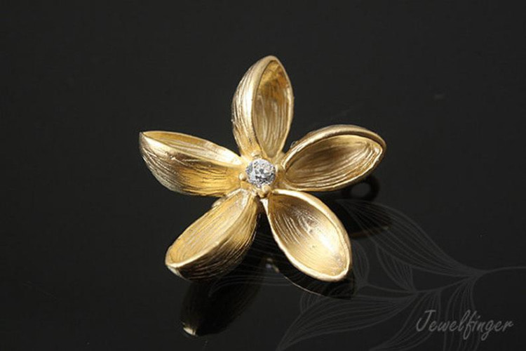 H638-Matt Gold Plated-(2pcs)-CZ Flower Pendant, [PRODUCT_SEARCH_KEYWORD], JEWELFINGER-INBEAD, [CURRENT_CATE_NAME]