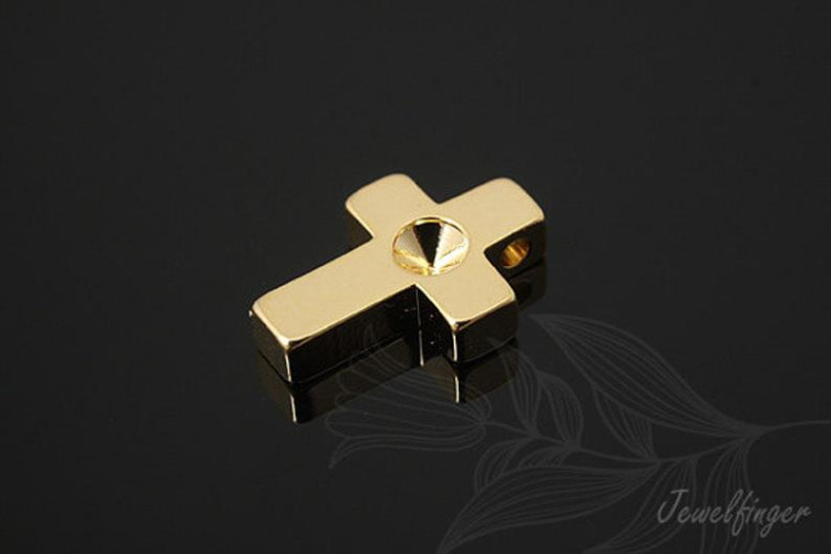 H496-Gold Plated-Cross  Metal Beads (2pcs), [PRODUCT_SEARCH_KEYWORD], JEWELFINGER-INBEAD, [CURRENT_CATE_NAME]