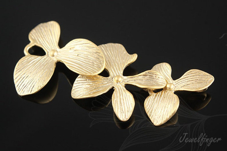 [W] B452-Matt Gold Plated-(20 pcs)-Triple Orchid-Triple Flower-Jewelry Making-Wholesale Jewelry Finding-Jewelry Supplies-Wholesale Pendant, [PRODUCT_SEARCH_KEYWORD], JEWELFINGER-INBEAD, [CURRENT_CATE_NAME]