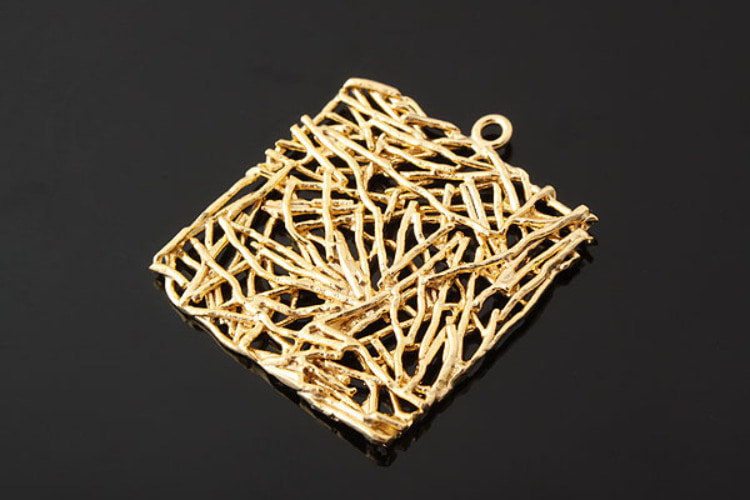 H075-Matt Gold Plated-(2pcs)-Branch Pendant-Square Pendant-Jewelry Making-Wholesale Jewelry Finding-Jewelry Supplies-Wholesale Pendant, [PRODUCT_SEARCH_KEYWORD], JEWELFINGER-INBEAD, [CURRENT_CATE_NAME]