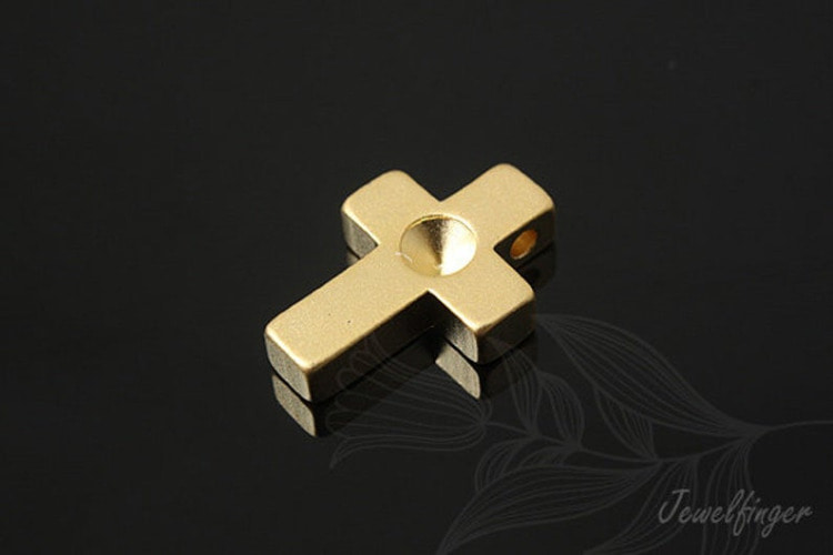 H544-Matt Gold Plated-Cross Metal Beads (2pcs), [PRODUCT_SEARCH_KEYWORD], JEWELFINGER-INBEAD, [CURRENT_CATE_NAME]