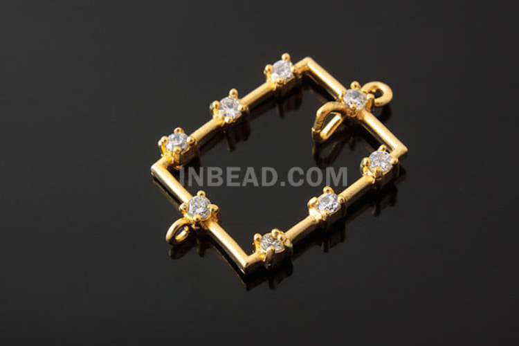H119-Matt Gold Plated-(1pcs)-CZ Rectangle Pendant, [PRODUCT_SEARCH_KEYWORD], JEWELFINGER-INBEAD, [CURRENT_CATE_NAME]