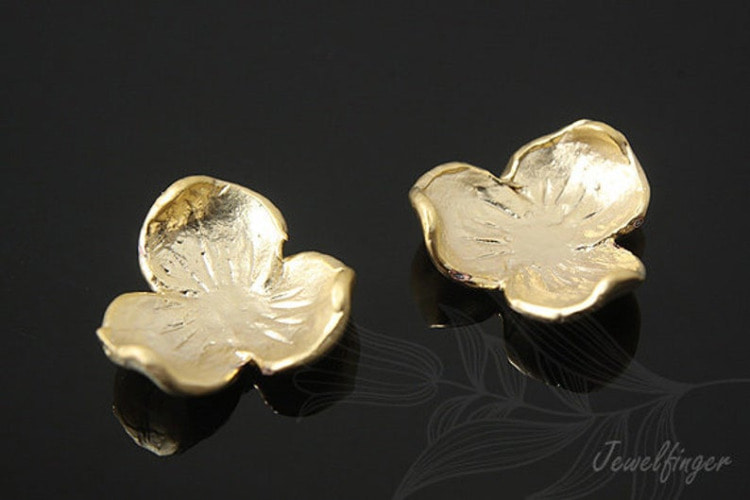 H139-Matt Gold Plated-(2pcs)-Floral Leaf Bead-Tiny Petal, [PRODUCT_SEARCH_KEYWORD], JEWELFINGER-INBEAD, [CURRENT_CATE_NAME]