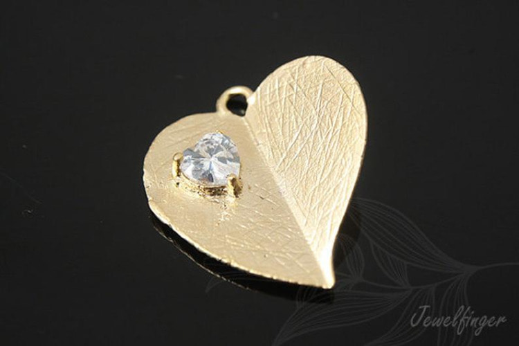 H758-Matt Gold Plated-(2pcs)-CZ Heart, [PRODUCT_SEARCH_KEYWORD], JEWELFINGER-INBEAD, [CURRENT_CATE_NAME]