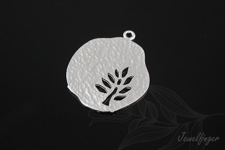 E970-Matt Rhodium Plated-(2pcs)-Tree Engaved-Emboss Texture-Jewelry Making-Wholesale Jewelry Finding-Jewelry Supplies-M, [PRODUCT_SEARCH_KEYWORD], JEWELFINGER-INBEAD, [CURRENT_CATE_NAME]