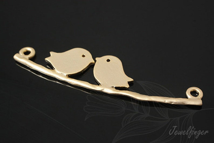 [W] Pewter-H266-Matt Gold Plated-(20pcs)-Two Bird On Twig-Jewelry Making-Wholesale Jewelry Finding-Jewelry Supplies-Wholesale Pendant, [PRODUCT_SEARCH_KEYWORD], JEWELFINGER-INBEAD, [CURRENT_CATE_NAME]