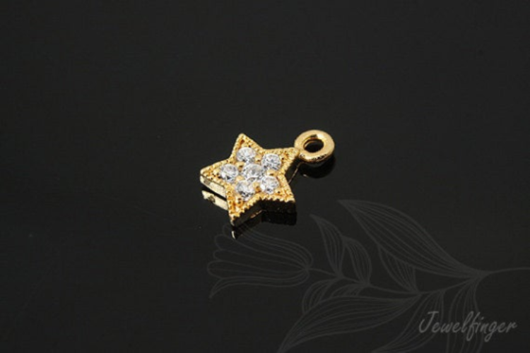 H213-Gold Plated-(2pcs)-6.5mm Cubic Star Charm-Tiny Star Pendant, [PRODUCT_SEARCH_KEYWORD], JEWELFINGER-INBEAD, [CURRENT_CATE_NAME]