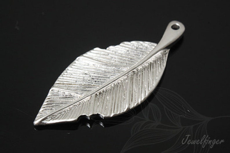 H260-Matt Rhodium Plated-(2pcs)-Leaf Pendant-Jewelry Making-Wholesale Jewelry Finding-Jewelry Supplies-Wholesale Pendant-L, [PRODUCT_SEARCH_KEYWORD], JEWELFINGER-INBEAD, [CURRENT_CATE_NAME]