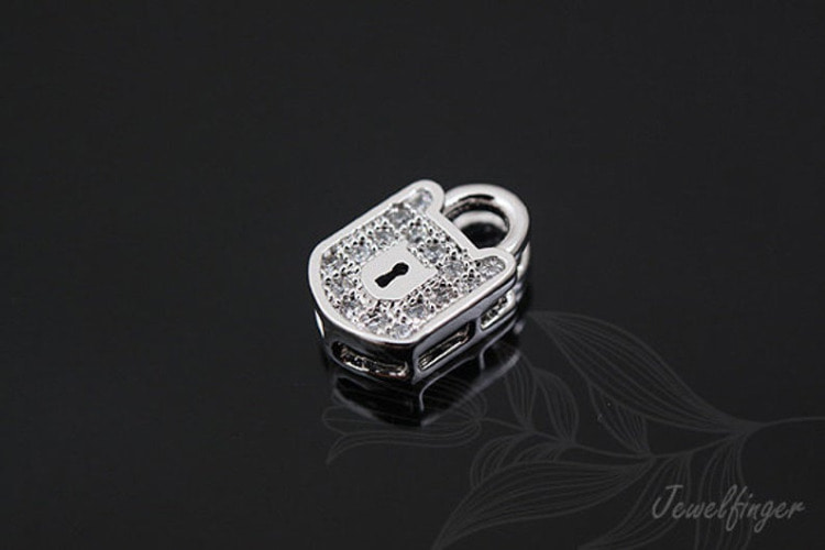 [W]M391-Rhodium Plated-(20 pcs)-CZ Lock-Jewelry Making-Wholesale Jewelry Finding-Jewelry Supplies, [PRODUCT_SEARCH_KEYWORD], JEWELFINGER-INBEAD, [CURRENT_CATE_NAME]