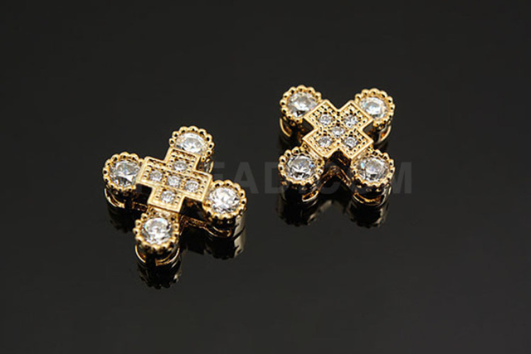 M256-Gold Plated-CZ Cross (2pcs), [PRODUCT_SEARCH_KEYWORD], JEWELFINGER-INBEAD, [CURRENT_CATE_NAME]
