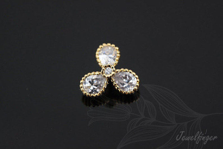 M257-Gold Plated-(2pcs)-CZ Flower-Jewelry Making-Wholesale Jewelry Finding-Jewelry Supplies, [PRODUCT_SEARCH_KEYWORD], JEWELFINGER-INBEAD, [CURRENT_CATE_NAME]