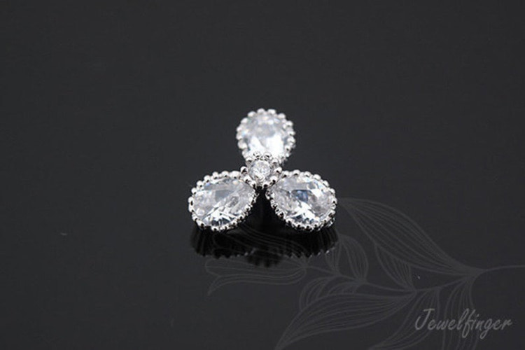 M396-Rhodium Plated-(2pcs)-CZ Flower-Jewelry Making-Wholesale Jewelry Finding-Jewelry Supplies, [PRODUCT_SEARCH_KEYWORD], JEWELFINGER-INBEAD, [CURRENT_CATE_NAME]