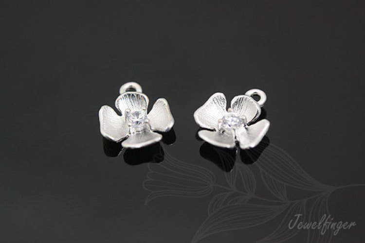 M434-Matt Rhodium Plated-(2pcs)-CZ Four Leaf Clover-Jewelry Making-Wholesale Jewelry Finding-Jewelry Supplies, [PRODUCT_SEARCH_KEYWORD], JEWELFINGER-INBEAD, [CURRENT_CATE_NAME]