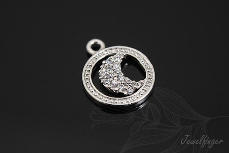 [W]K454-Rhodium Plated-(20 pcs)-CZ Crescent Moon-Jewelry Making-Wholesale Jewelry Finding-Jewelry Supplies, [PRODUCT_SEARCH_KEYWORD], JEWELFINGER-INBEAD, [CURRENT_CATE_NAME]