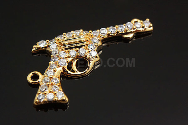 M382-Gold Plated-(1pcs)-CZ Handgun-Jewelry Making-Wholesale Jewelry Finding-Jewelry Supplies, [PRODUCT_SEARCH_KEYWORD], JEWELFINGER-INBEAD, [CURRENT_CATE_NAME]