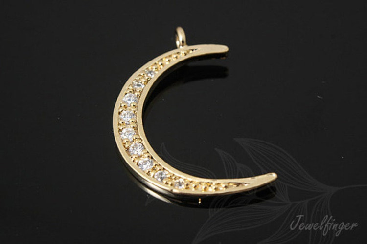 [W]H972-Gold Plated-(20pcs)-CZ Crescent Moon Pendant-Jewelry Making-Wholesale Jewelry Finding-Jewelry Supplies-Wholesale Pendant, [PRODUCT_SEARCH_KEYWORD], JEWELFINGER-INBEAD, [CURRENT_CATE_NAME]