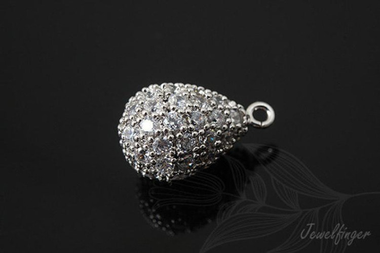 H780-Rhodium Plated-(1pcs)-9*14mm CZ Drop-Jewelry Making-Wholesale Jewelry Finding-Jewelry Supplies-Wholesale Charm, [PRODUCT_SEARCH_KEYWORD], JEWELFINGER-INBEAD, [CURRENT_CATE_NAME]
