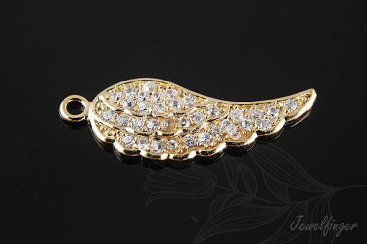 [W]H1121-Gold Plated-(10pcs)-8.5*23.8mm CZ Angel Wing-Jewelry Making-Wholesale Jewelry Finding-Jewelry Supplies-Wholesale Charm- M, [PRODUCT_SEARCH_KEYWORD], JEWELFINGER-INBEAD, [CURRENT_CATE_NAME]