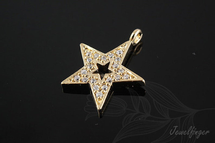 [W]E785-Gold Plated-(10pcs)-CZ Star Charm-Jewelry Making-Wholesale Jewelry Finding-Jewelry Supplies-Wholesale Pendant, [PRODUCT_SEARCH_KEYWORD], JEWELFINGER-INBEAD, [CURRENT_CATE_NAME]