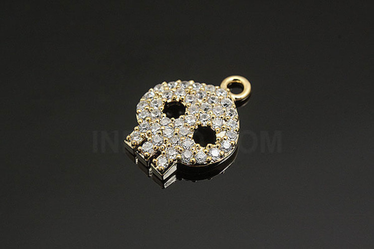 [W]E913-Gold Plated-(10pcs)-CZ Pretty Skull-Jewelry Making-Wholesale Jewelry Finding-Jewelry Supplies-Wholesale Charm, [PRODUCT_SEARCH_KEYWORD], JEWELFINGER-INBEAD, [CURRENT_CATE_NAME]
