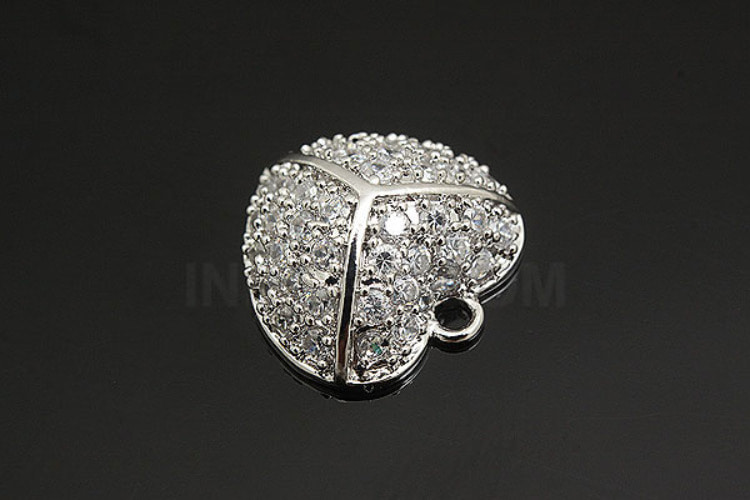 H1125-Rhodium Plated-(1pcs)-CZ Heart-Jewelry Making-Wholesale Jewelry Finding-Jewelry Supplies-Wholesale Charm- M, [PRODUCT_SEARCH_KEYWORD], JEWELFINGER-INBEAD, [CURRENT_CATE_NAME]