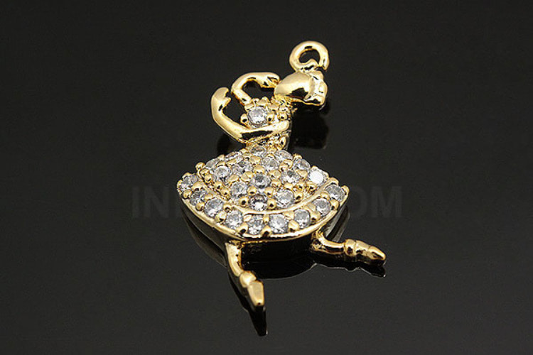 [W]M084-Gold Plated-(10pcs)-CZ Ballerina Charm-Jewelry Making-Wholesale Jewelry Finding-Jewelry Supplies-Wholesale Pendant, [PRODUCT_SEARCH_KEYWORD], JEWELFINGER-INBEAD, [CURRENT_CATE_NAME]