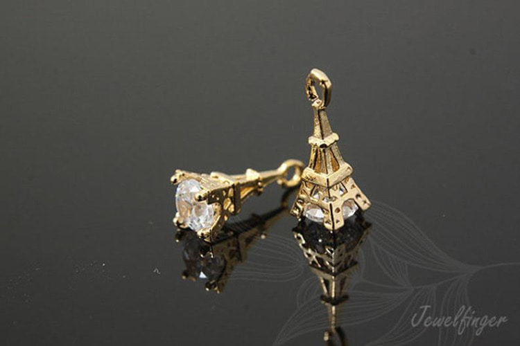 [W]H1139-Gold Plated-(2pcs)-Cubic Charm-Eiffel Tower Pendant For Necklace-Layered Necklace-Jewelry Making-Wholesale Jewelry Finding-Jewelry Supplies, [PRODUCT_SEARCH_KEYWORD], JEWELFINGER-INBEAD, [CURRENT_CATE_NAME]