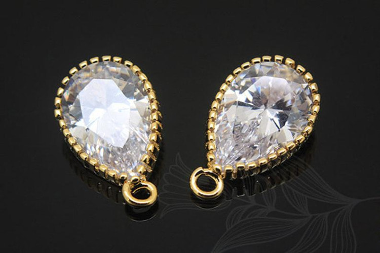 [W]H1142-Gold Plated-(20pcs)-10*17mm CZ Drop Charm-Bridal CZ Drop Pendant-For Bridal Jewelry-Bridesmaid Gift-Wholesale Charms, [PRODUCT_SEARCH_KEYWORD], JEWELFINGER-INBEAD, [CURRENT_CATE_NAME]