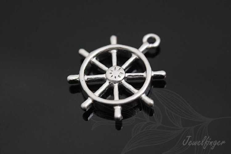 [W]M527-Matt Rhodium Plated-(20pcs)-Steering Gear Charm-Jewelry Making-Wholesale Jewelry Finding-Jewelry Supplies-Wholesale Charm, [PRODUCT_SEARCH_KEYWORD], JEWELFINGER-INBEAD, [CURRENT_CATE_NAME]