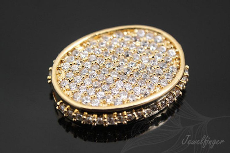 K135-Gold Plated-(1pcs)-CZ Ellipse Pendant-Jewelry Making-Wholesale Jewelry Finding-Jewelry Supplies-Wholesale Pendant, [PRODUCT_SEARCH_KEYWORD], JEWELFINGER-INBEAD, [CURRENT_CATE_NAME]
