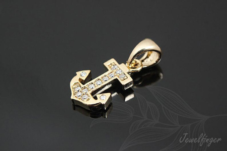 [W]K998-Gold Plated-(10pcs)-CZ Anchor Pendant-Jewelry Making-Wholesale Jewelry Finding-Jewelry Supplies-Wholesale Pendant, [PRODUCT_SEARCH_KEYWORD], JEWELFINGER-INBEAD, [CURRENT_CATE_NAME]
