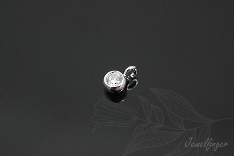 [W]S379-Rhodium Plated-(40pcs)-Cubic Zirconia 3.8mm Charm-CZ 3.8mm Dangle-Jewelry Making-Wholesale Jewelry Finding-Jewelry Supplies-Wholesale Charm, [PRODUCT_SEARCH_KEYWORD], JEWELFINGER-INBEAD, [CURRENT_CATE_NAME]