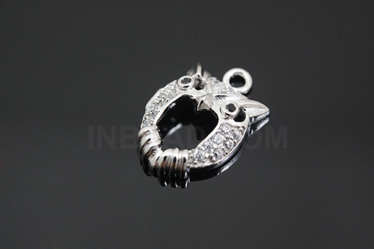 [W]S372-Rhodium Plated-(10pcs)-CZ Angry Owl Charm-Jewelry Making-Wholesale Jewelry Finding-Jewelry Supplies-Wholesale Charm, [PRODUCT_SEARCH_KEYWORD], JEWELFINGER-INBEAD, [CURRENT_CATE_NAME]