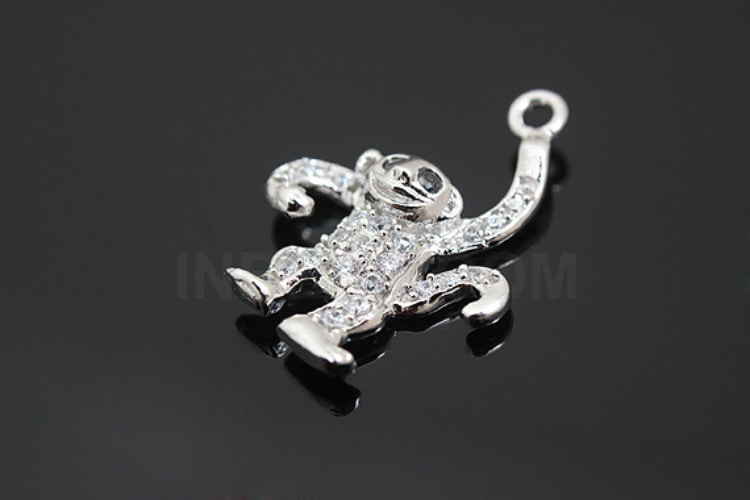 [W]S351-Rhodium Plated-(1pcs)-CZ Monkey Charm-Jewelry Making-Wholesale Jewelry Finding-Jewelry Supplies-Wholesale Charm, [PRODUCT_SEARCH_KEYWORD], JEWELFINGER-INBEAD, [CURRENT_CATE_NAME]